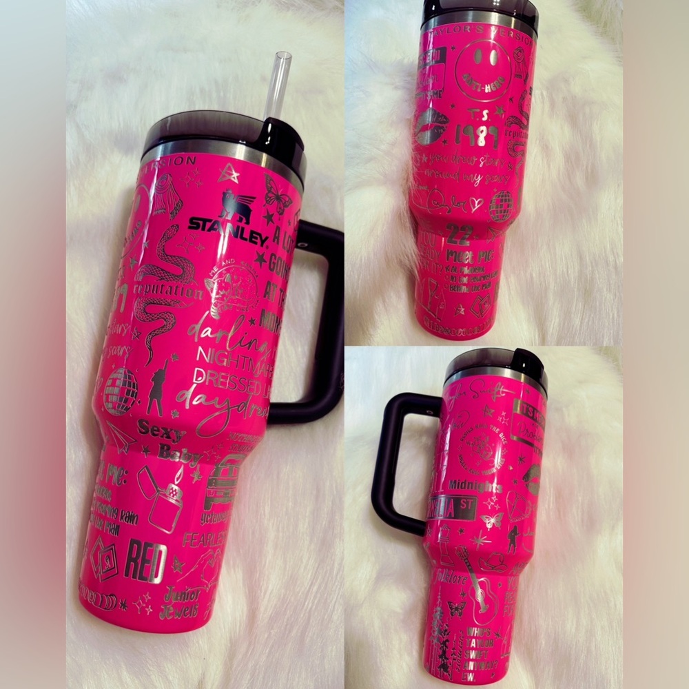 Authentic Hot Pink Laser Engraved Taylor Swift 40 Oz Tumbler